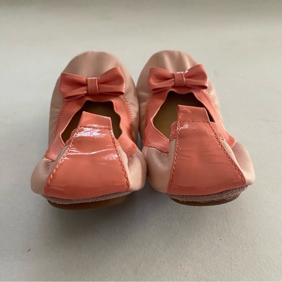 Yosi Samra Girl’s Powder Pink Sugar Melon Bow Ballet Flats - Picture 7 of 8